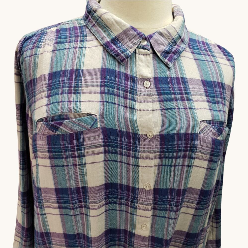 Relativity Plaid Shirt Womens SZ 3X NWT Long Sleeve Button Down Top Lightweight - Picture 5 of 15